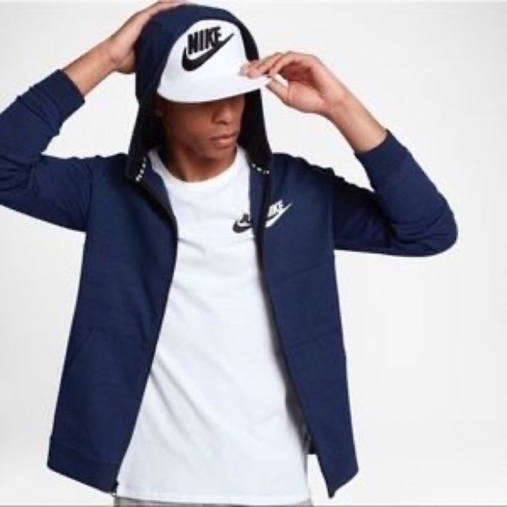 Nike Navy Blue Hoodie with White Accents
